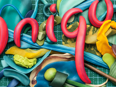 Fragment of a poster illustration lettering letters modelling clay placticine plasticine plastillustration