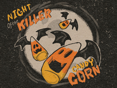 Night of the Killer Candy Corn candy comic halloween illustration photoshop retro spooky