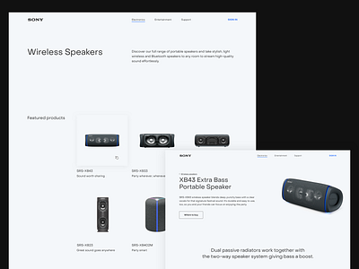 Sony | Wireless Speakers audio layout music sony speakers ui website white space