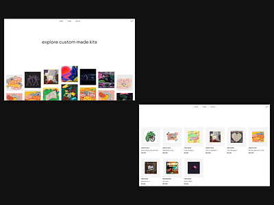 Drum Kits album cart clean drum kit grid layout minimal music typography website white space