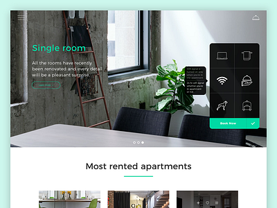 Bedstuy Hostel Website 2.0 | Single Room clean design green hostel hotel simple ui ux website white