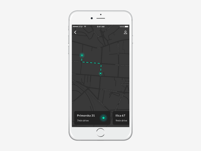 PickUp App | UI Concept after effects animation clean dark design gif ios iphone map mobile uber ui