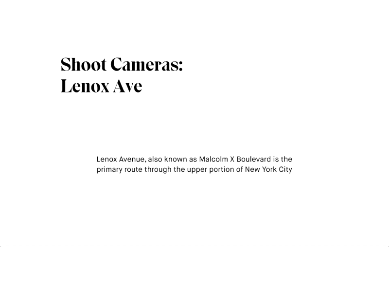 Shoot Cameras: Lenox Ave | Motion Preview after effects animation black white gif harlem monochrome motion principle type typography web website