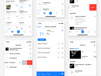 Cloud App | 8 Screens app clean cloud documents drive files ios ios11 iphonex light mobile upload