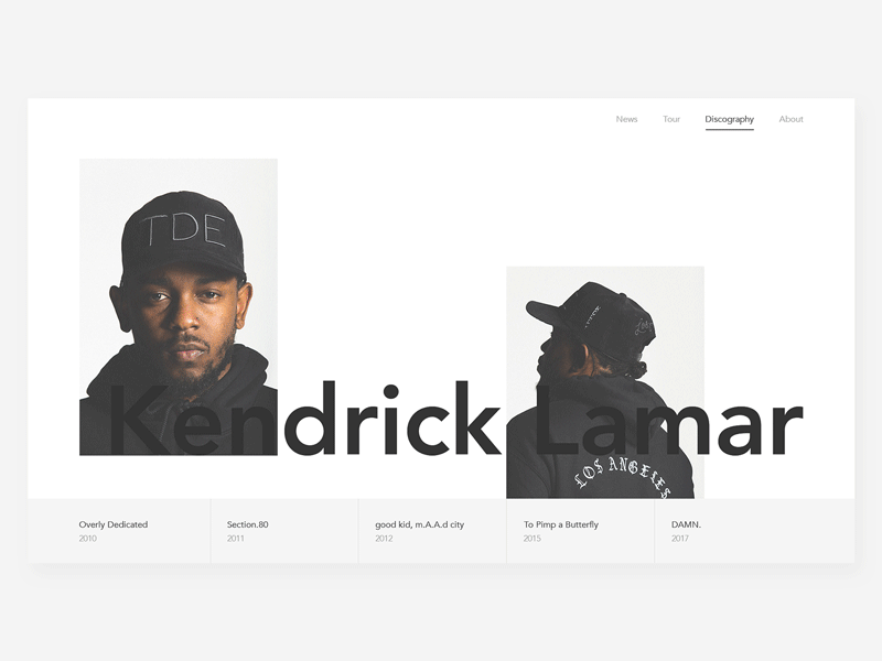 TDE Artist Exploration clean gif hip hop jay rock kendrick lamar sza tde type typography ui website white