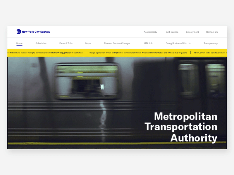 MTA | Home Page after affects animation gif metro motion mta navigation new york redesign ui web website