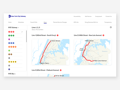 MTA | Maps Page clean map metro mta navigation new york redesign subway ui ux web website