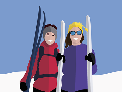 Friends in flat design flat design illustration illustrator skiing snow winter