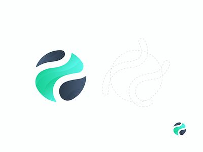 Logo proposal circular dark blue green icon logo river shape water