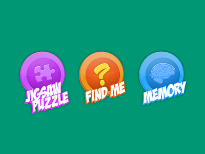Icons for a kids game app blue buttons icons orange purple