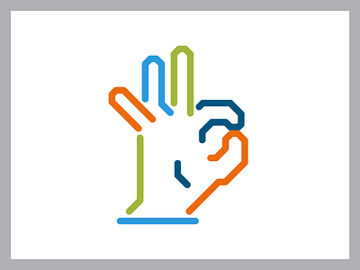 Quality hand gesture blue fingers gesture green hand icon navy orange value