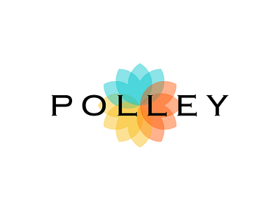 Polley logo blue flower logo orange polley yellow