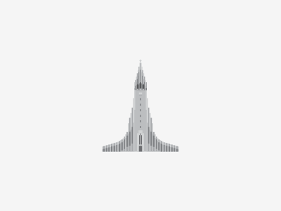 Hallgrímskirkja building church gray house iceland illustration vector