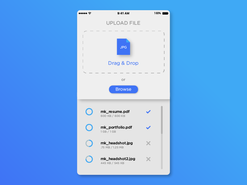 Daily UI #031 - File Upload by Michael Kuhn on Dribbble