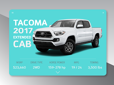 Daily UI #045 - Info Card 045 daily ui info card tacoma toyota