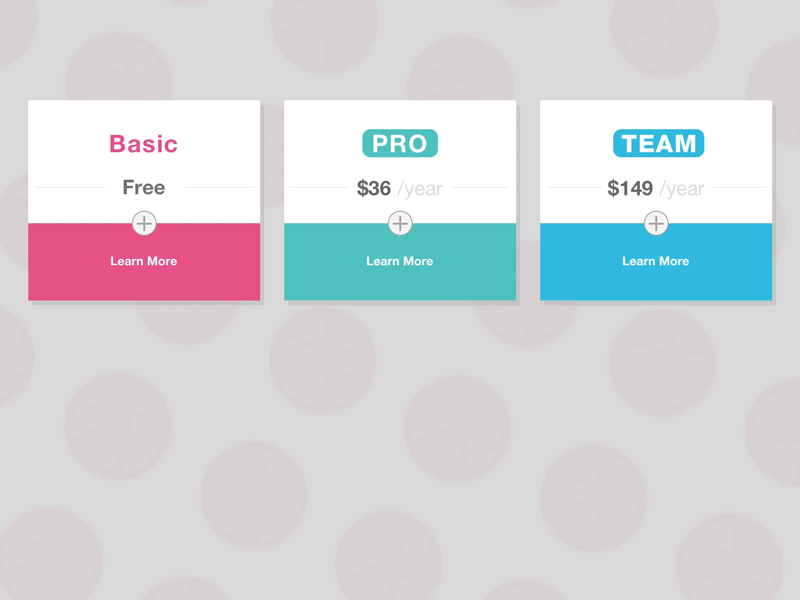 Dribbble Pricing Cards