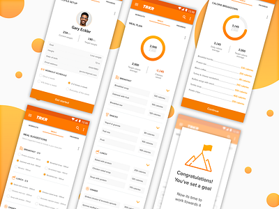 TRKR App android app design food tracker mobile mobile app mobile design product product design ui ux weight loss workout tracker