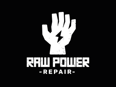 Raw Power Repair Logo brand branding hand identity lightning lightning bolt logo power repair texture