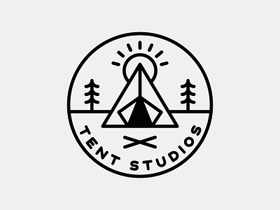 Tent Studios Logo badge branding campfire camping campnorthend identity logo logo design photo studio photography tent