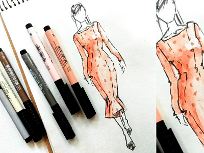 Spotted dress dress fashion illustration girl sketch