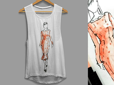 Women's Muscle Tank fashion illustration print sketch