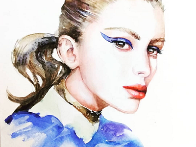 Fashion portrait fashion girl illustration illustrator look makeup portrait style watercolor