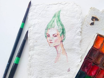 Fashion portrait on hand made paper