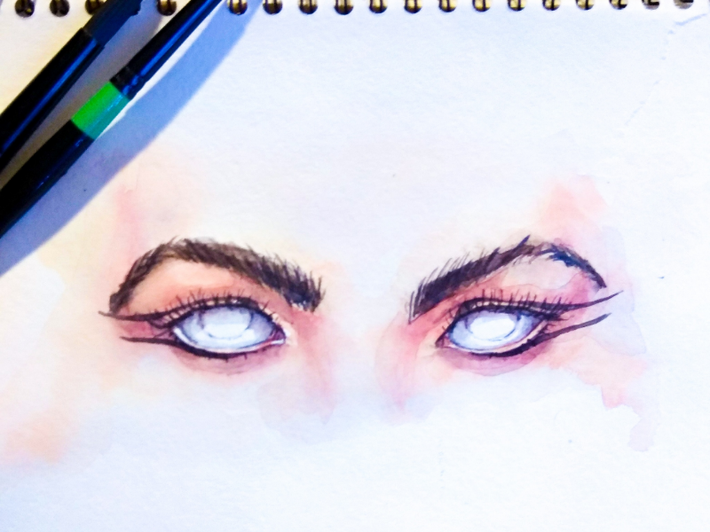 Beauty look. Eyes designer germany berlin paper watercolor style illustration portrait makeup fashion eyes