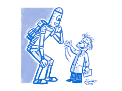 The Professor And The Bot character design dog illustration robot sketch