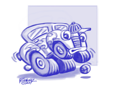 Hot Rod Basketball car character design sketch illustration