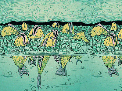 Wallpainting Tel Aviv drawing fish illustration ocean sea sketch streetart