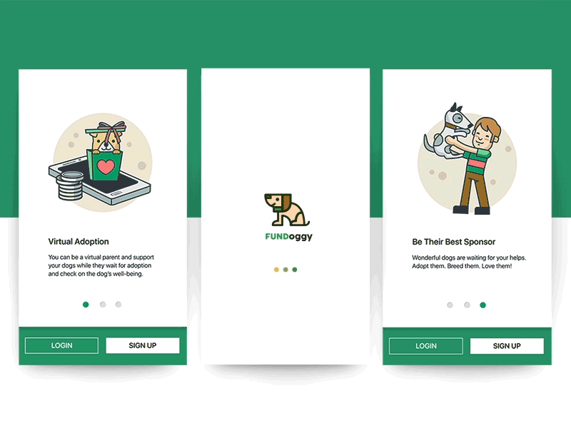 App UI / FUNDoggy / Onboarding, walkthrough