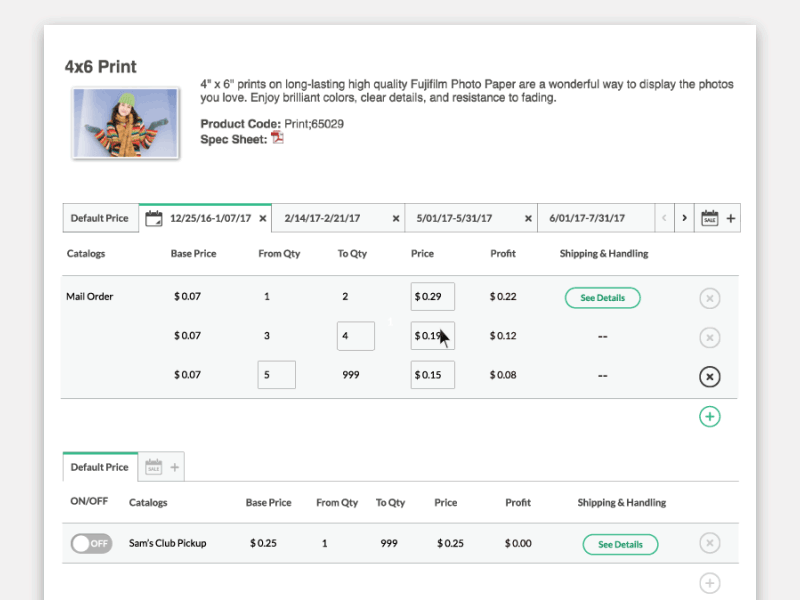 Pricing UI / Delete tabs - no calendar confirmation delete interactive pricing remove sale date sales table tabs trash ui animation