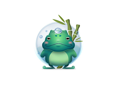 Dookebi / Toad Character design 2d character animal character bamboo branding bubbles character design character drawing character identity droplets frog character gradient illustration