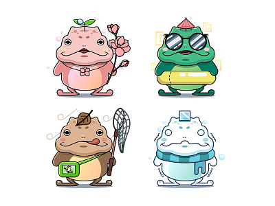 Dookebi / Toad Character design 2d character 4 seasons animal character branding character design character identity fall frog character illustration spring summer winter
