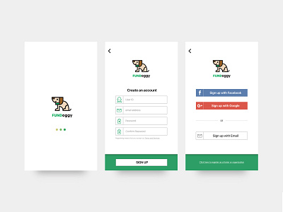 App UI / FUNDoggy / Sign in, Sign up animation app clean fundraising gif interface mobile mockup signin signup ui design