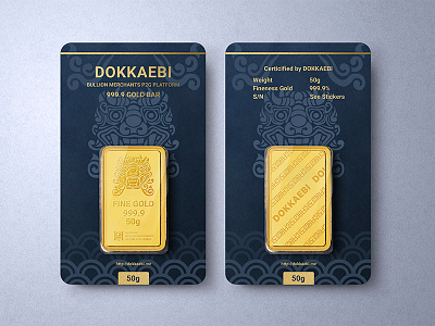 Gold bar Package design branding bullion bullion dealer dokkaebi gold gold bar korea goblin oriental pattern package design photoshop mockup realistic traditional pattern