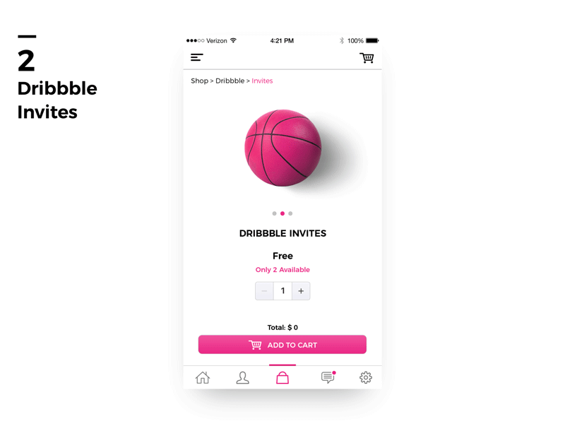 2 Dribbble Invites giveaway 2 dribbble invites add to cart cart ui clean ui draft dribbble giveaway invitation invites new dribbble player prospect total quantity