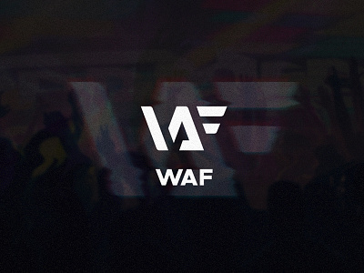 WAF logo design brand identity branding concert logo crew edm logo glitch hiphop logo design monogram simple logo w logo waf