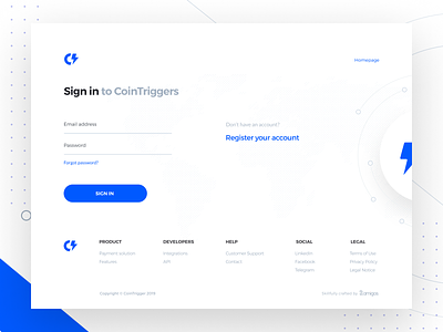 Cointriggers-Revolution in Blockchain Payments abstract icons blockchain landingpage blockchain payments footer get notified hover features integrations interaction animation landing page landing page ui motion graphic page transition payment solution register account shop landing page sign in page sign up page signin webdesign website