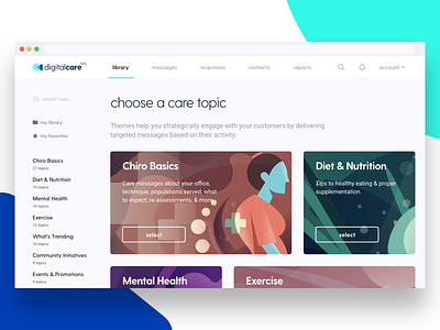 Digital Care 100 Medical Platform design after effects branding chiropractic cta figma interactive prototype landing page library medical app medical care medical illustration medical platform navigation page transition play video scrolling selection web design website layout wireframe