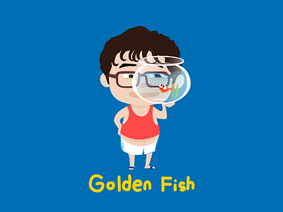 Golden Fish boy character fish tank golden fish