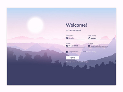 Sign up page with a view! daily ui dailyui design illustration illustrator landscape lettering sign up signup typography ui ux vector web website welcome