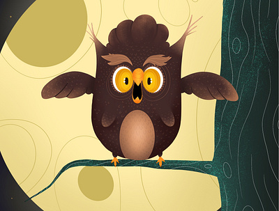 Screaming Owl animal animals book character character design illustration illustrator kids book kids illustration moon night owl scream screaming tree