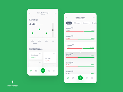 marketcheck app v2 app dribbbleshot finance green interface ios mobile money save money stock stock market ui userexperiance
