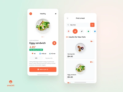 Snackit - order and search app design dinner dribbbleshot food foody interface ios lunchbox mobile order takeaway tasty ui userexperiance ux