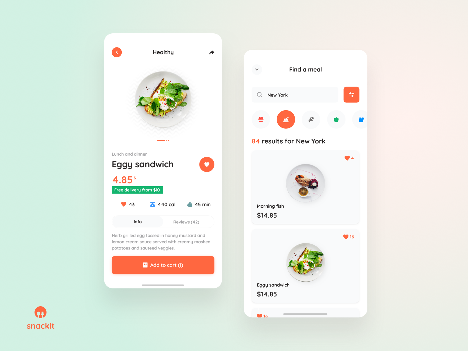 Snackit - order and search by Maciej Karolczak on Dribbble