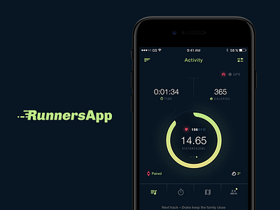 Running App UI - Activity Screen app application challenge fit ios run runner sport