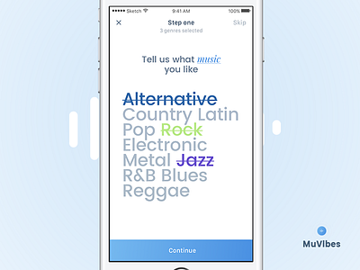 MuVibies - wizard screen app genre interface ios listening mobile music search wizard