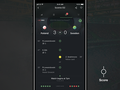 Score app - match view and splash screen